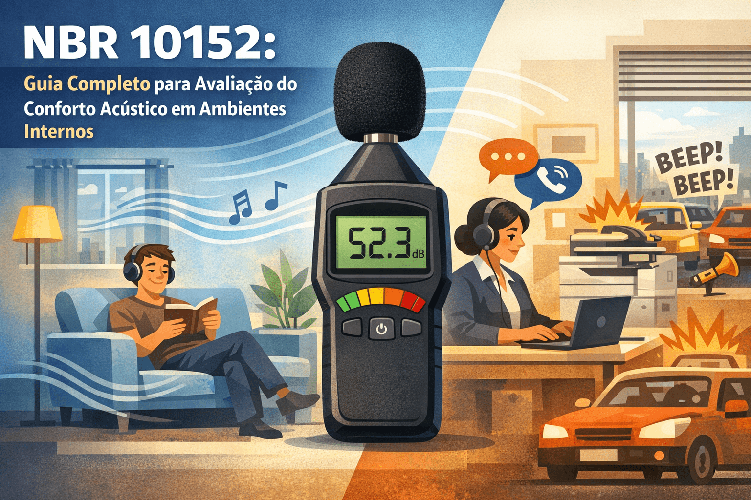 NBR 10152: guia completo para avaliação do conforto acústico em ambientes internos