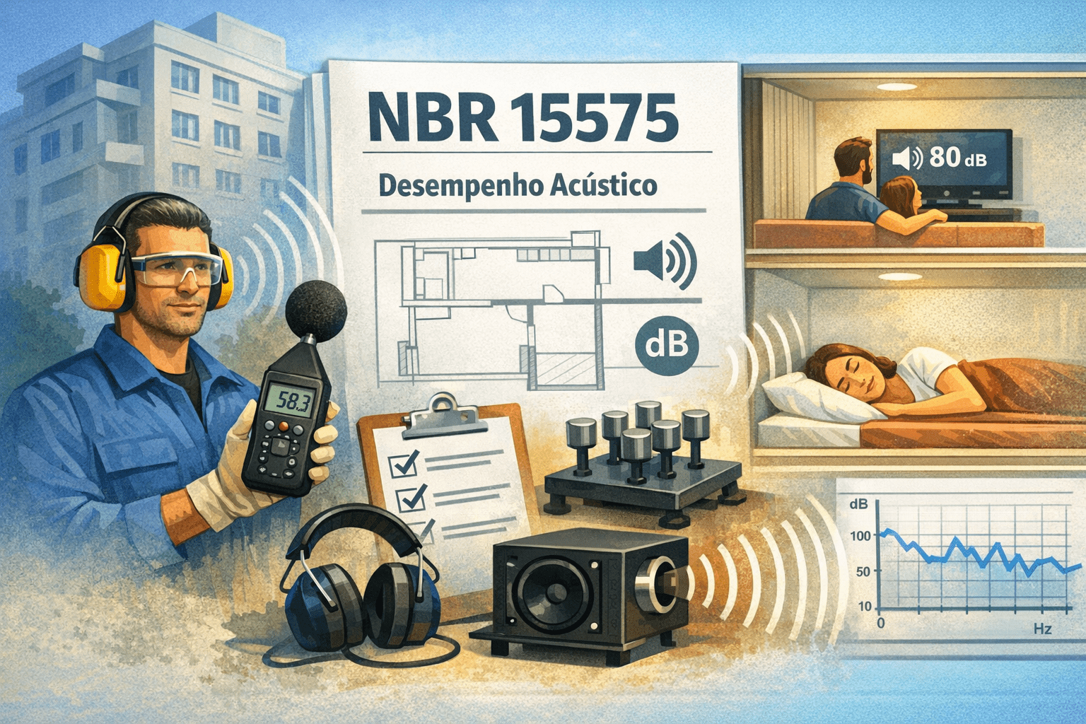 NBR 15575: guia completo dos ensaios de desempenho acústico em edificações