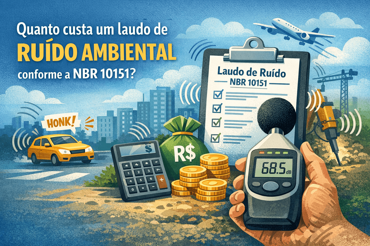 Quanto custa um laudo de ruído ambiental conforme a NBR 10151?