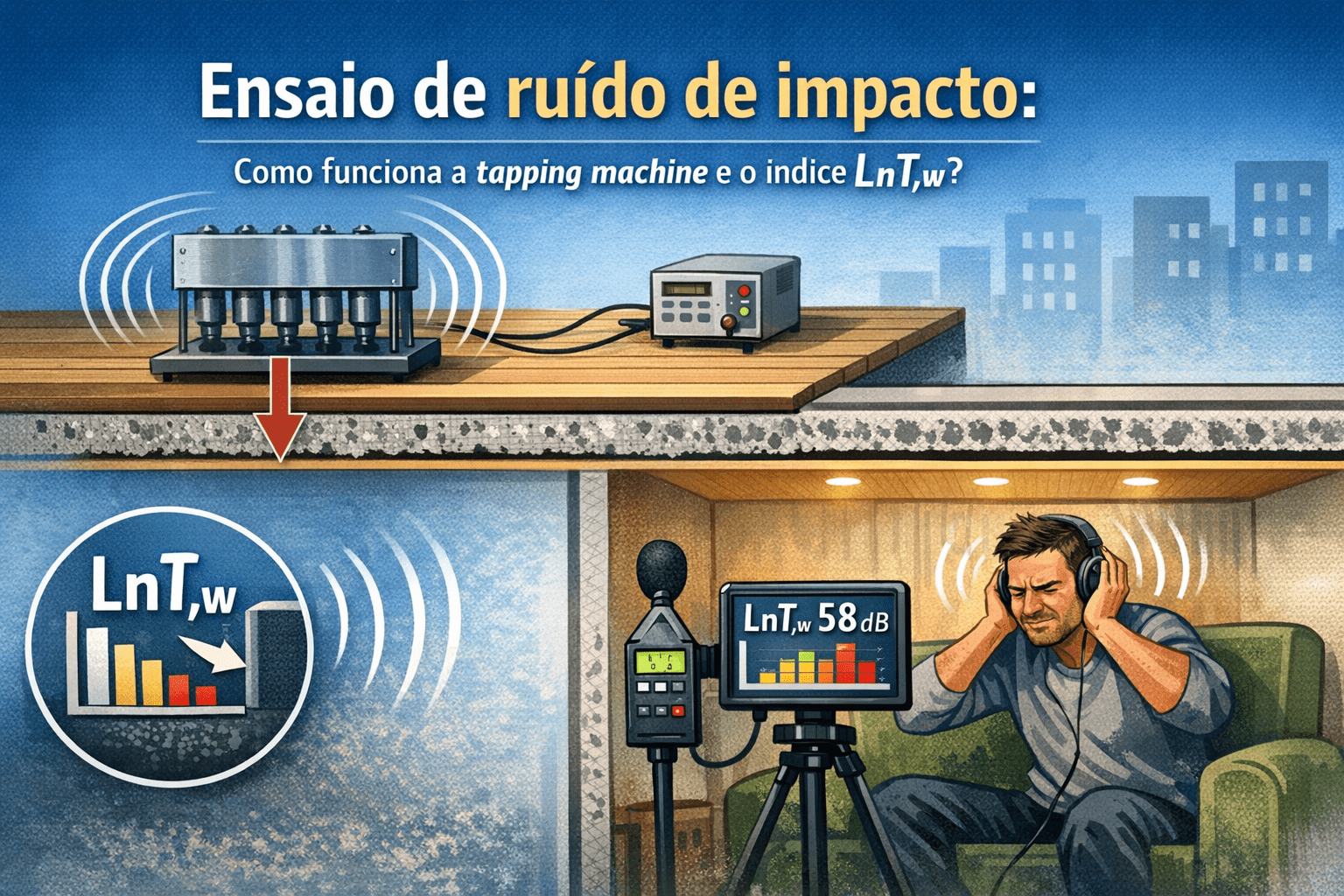 Ensaio de ruído de impacto: como funciona a tapping machine e o índice LnT,w?