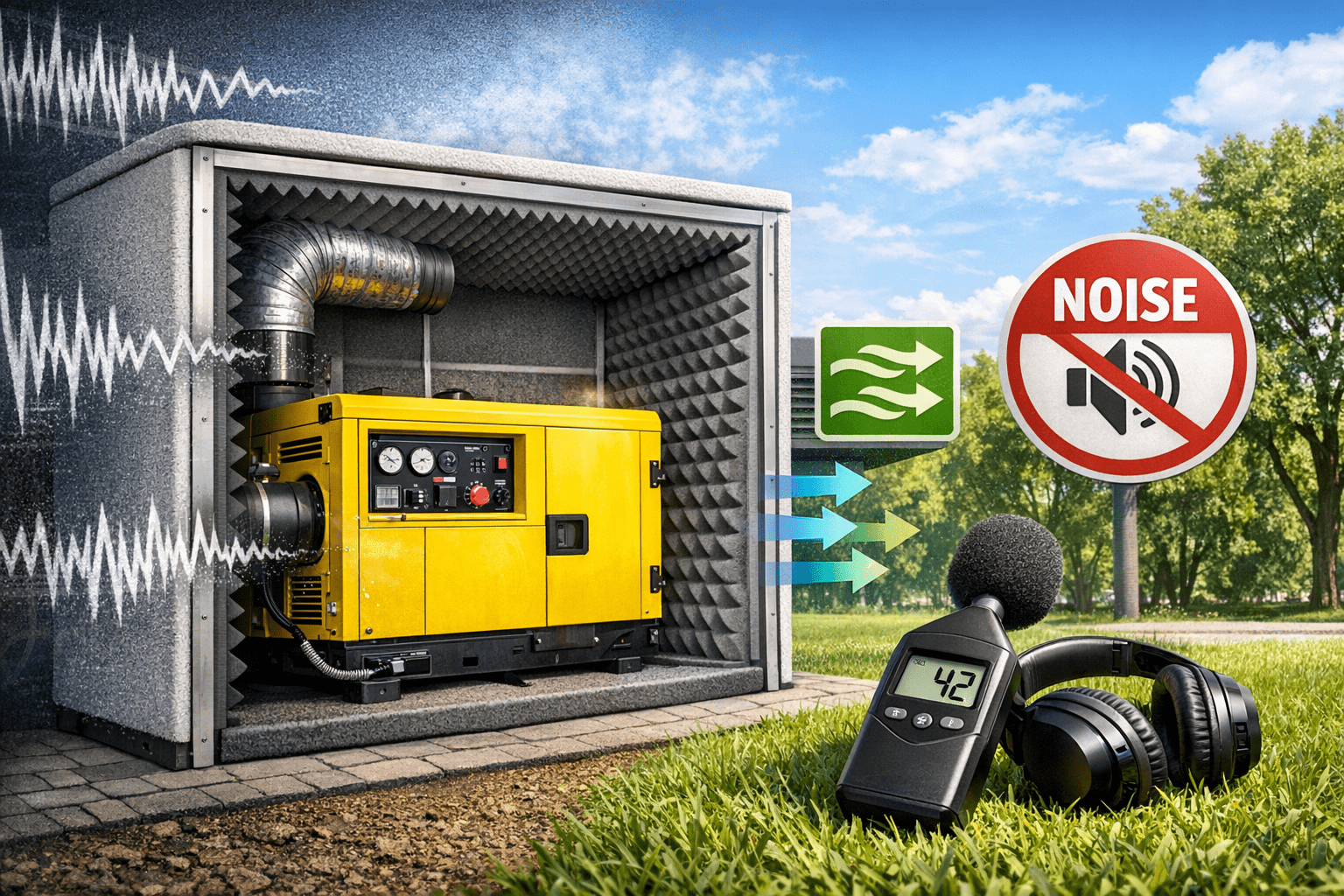 Como reduzir o ruído de geradores sem prejudicar a ventilação do equipamento?