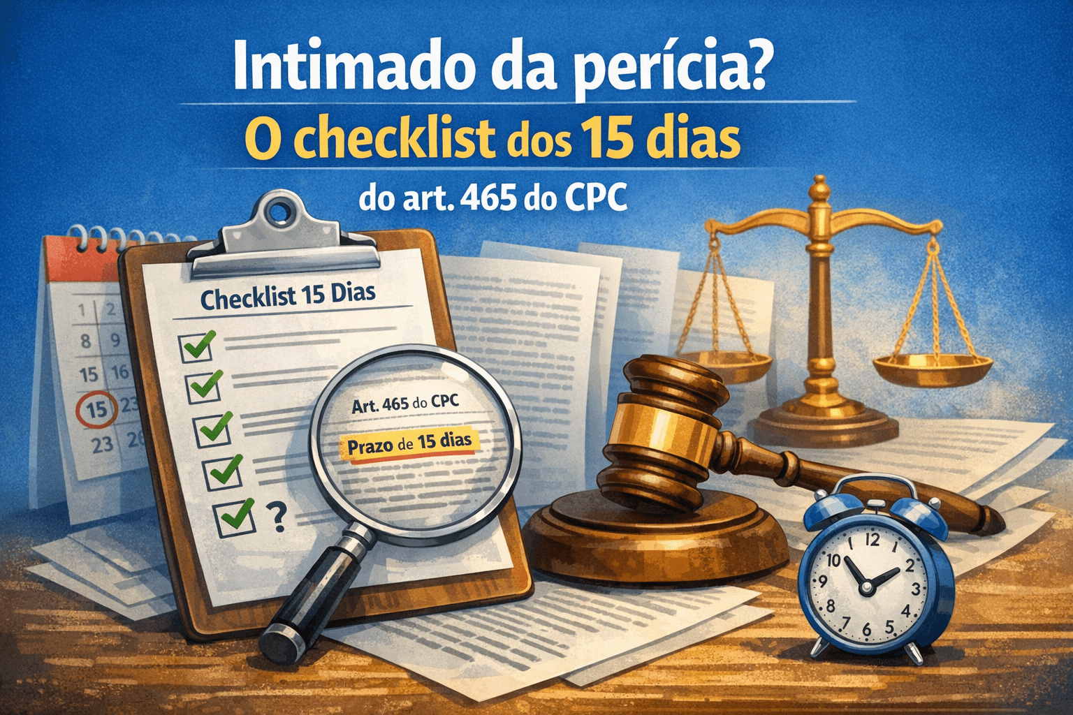 Intimado da perícia? O checklist dos 15 dias do art. 465 do CPC