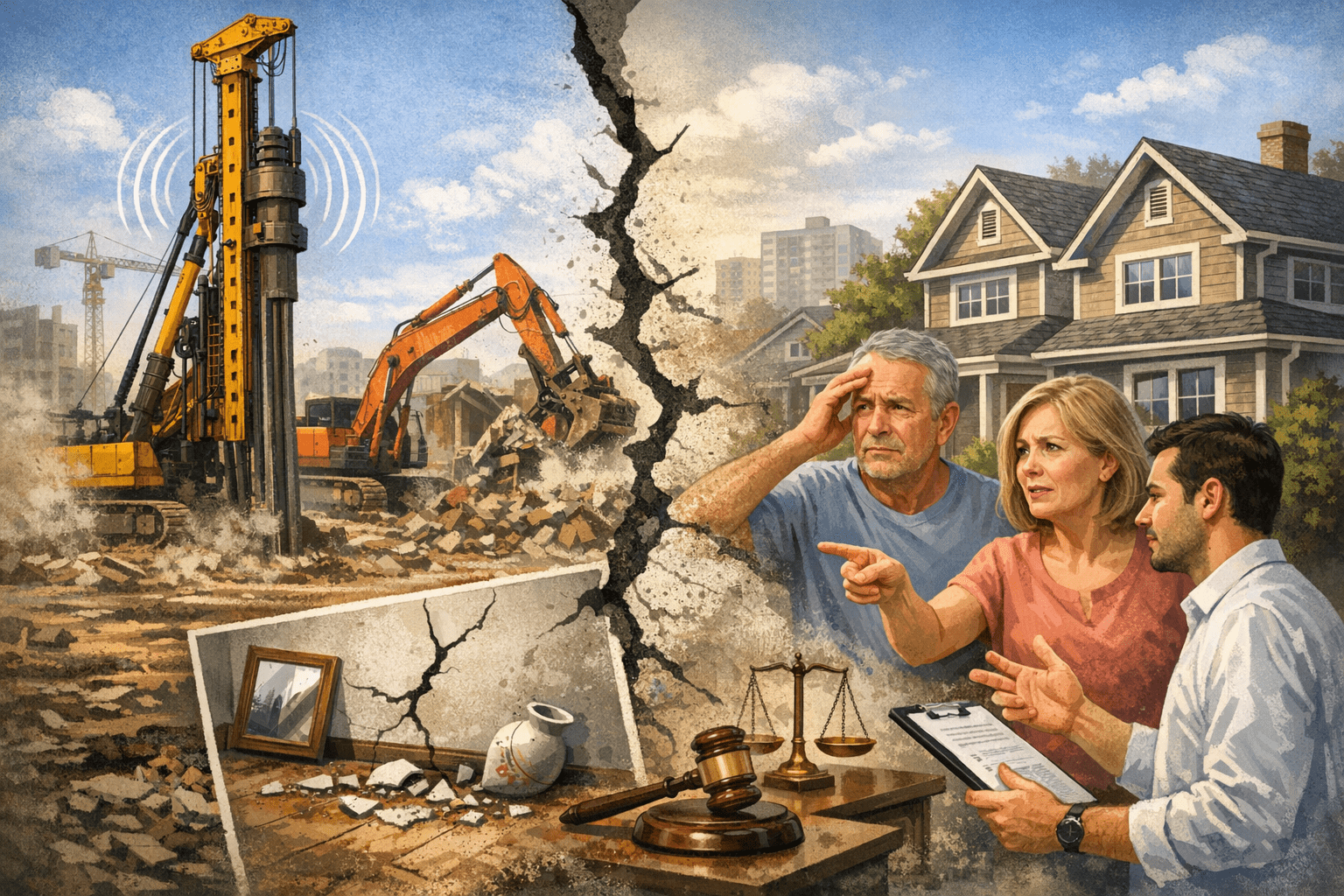 Vibração de obra (bate-estaca e demolição): quando o vizinho pode processar e como se proteger