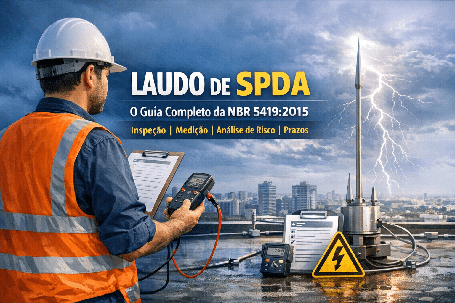 Laudo de SPDA: o guia completo da NBR 5419:2015 — inspeção, medição, análise de risco e prazos