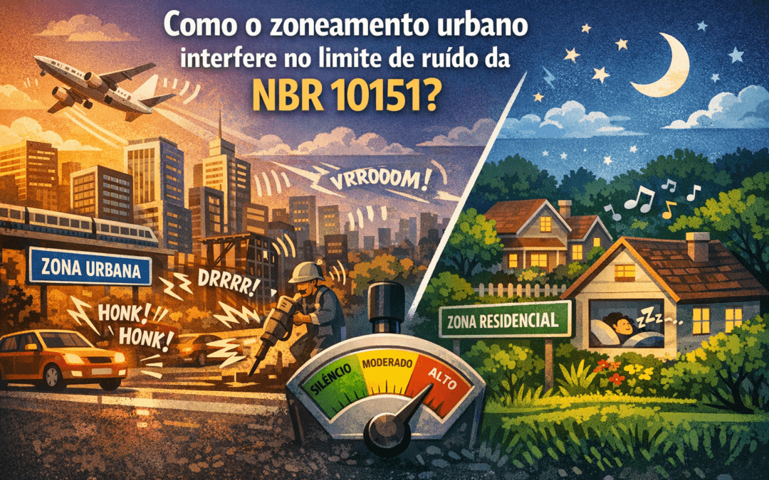 Como o zoneamento urbano interfere no limite de ruído da NBR 10151?