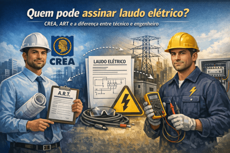 Quem pode assinar laudo elétrico? CREA, ART e a diferença entre técnico e engenheiro