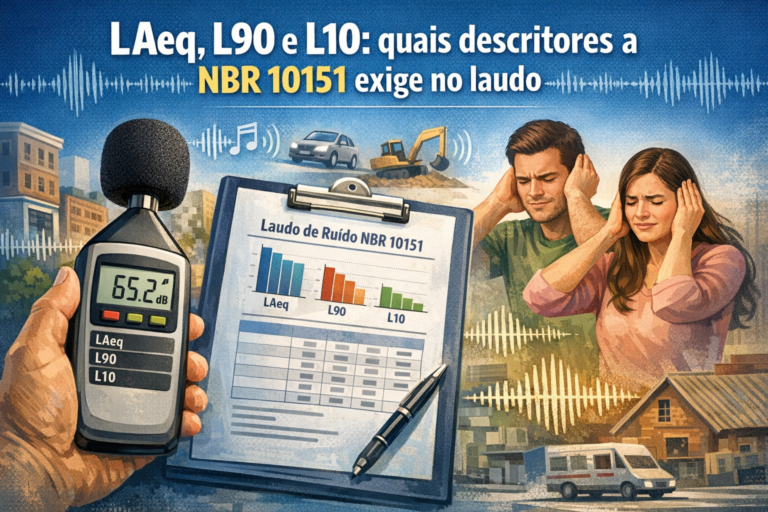 LAeq, L90 e L10: quais descritores a NBR 10151 exige no laudo