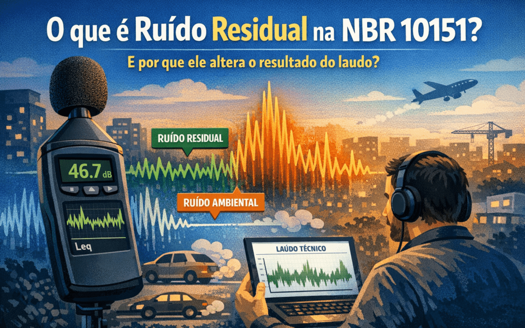 O que é ruído residual na NBR 10151 e por que ele altera o resultado do laudo?