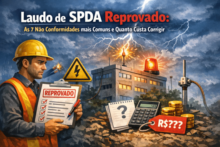 Laudo de SPDA reprovado: as 7 não conformidades mais comuns e quanto custa corrigir