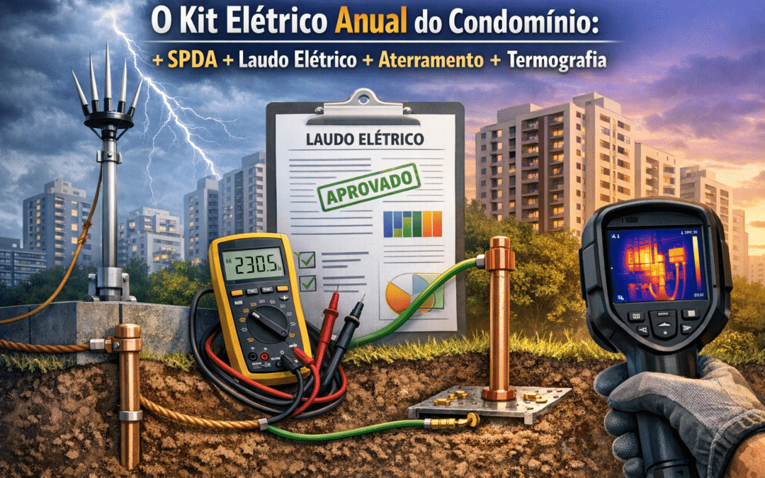 O kit elétrico anual do condomínio: SPDA + laudo elétrico + aterramento + termografia